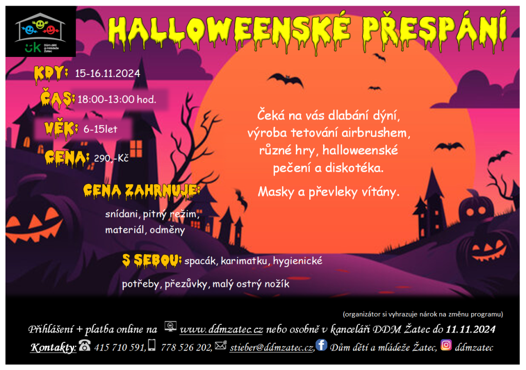 Halloweenská přespávačka